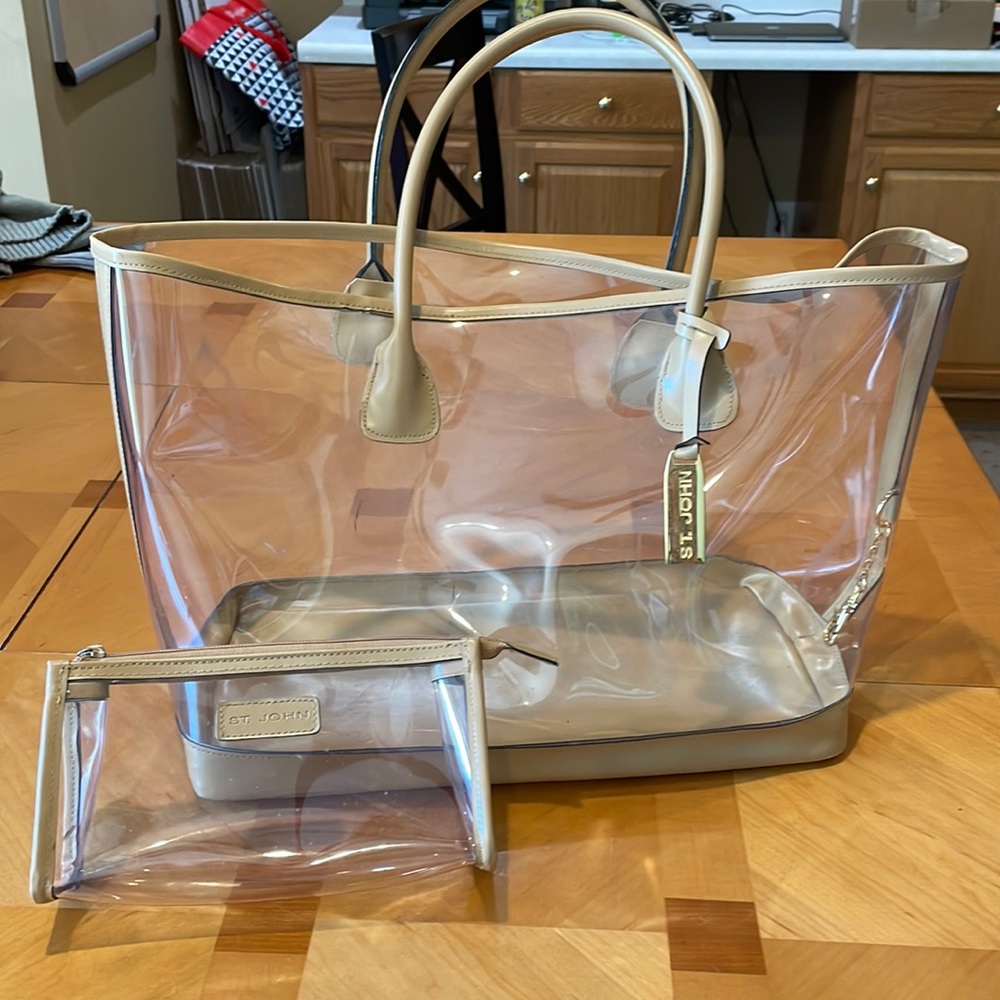 St. John clear tote and cosmetic bag